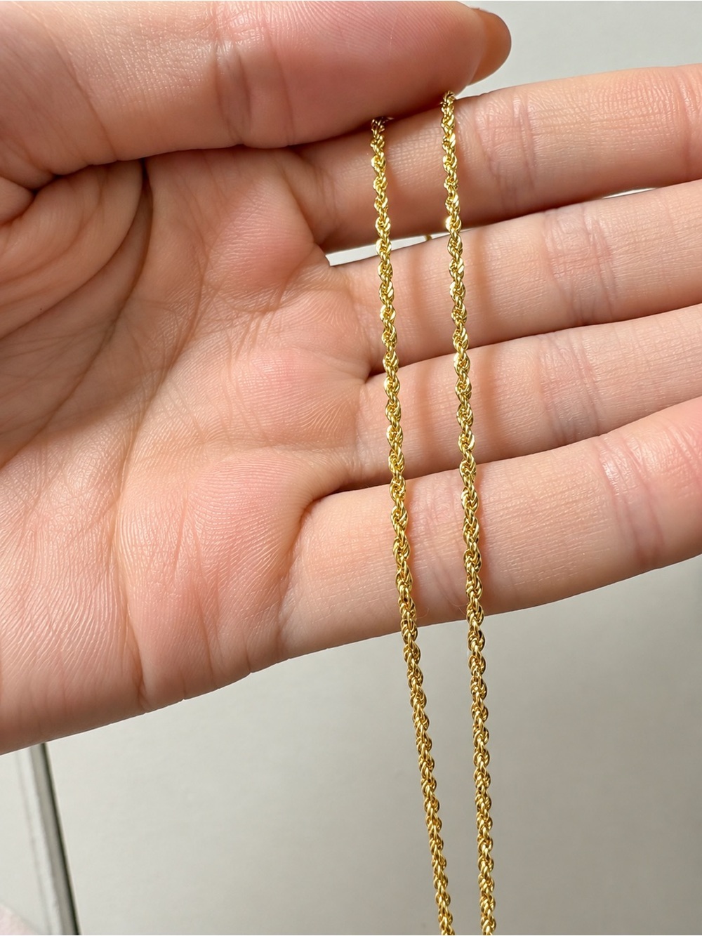 Real 10k Gold Rope Chain Necklace -  Jewelry size 24